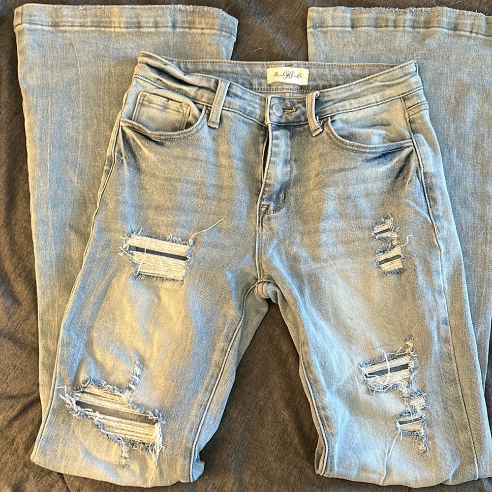 BME NWOT My Girl Light Patch Flare Jeans 7/27/34 - Picture 5 of 15